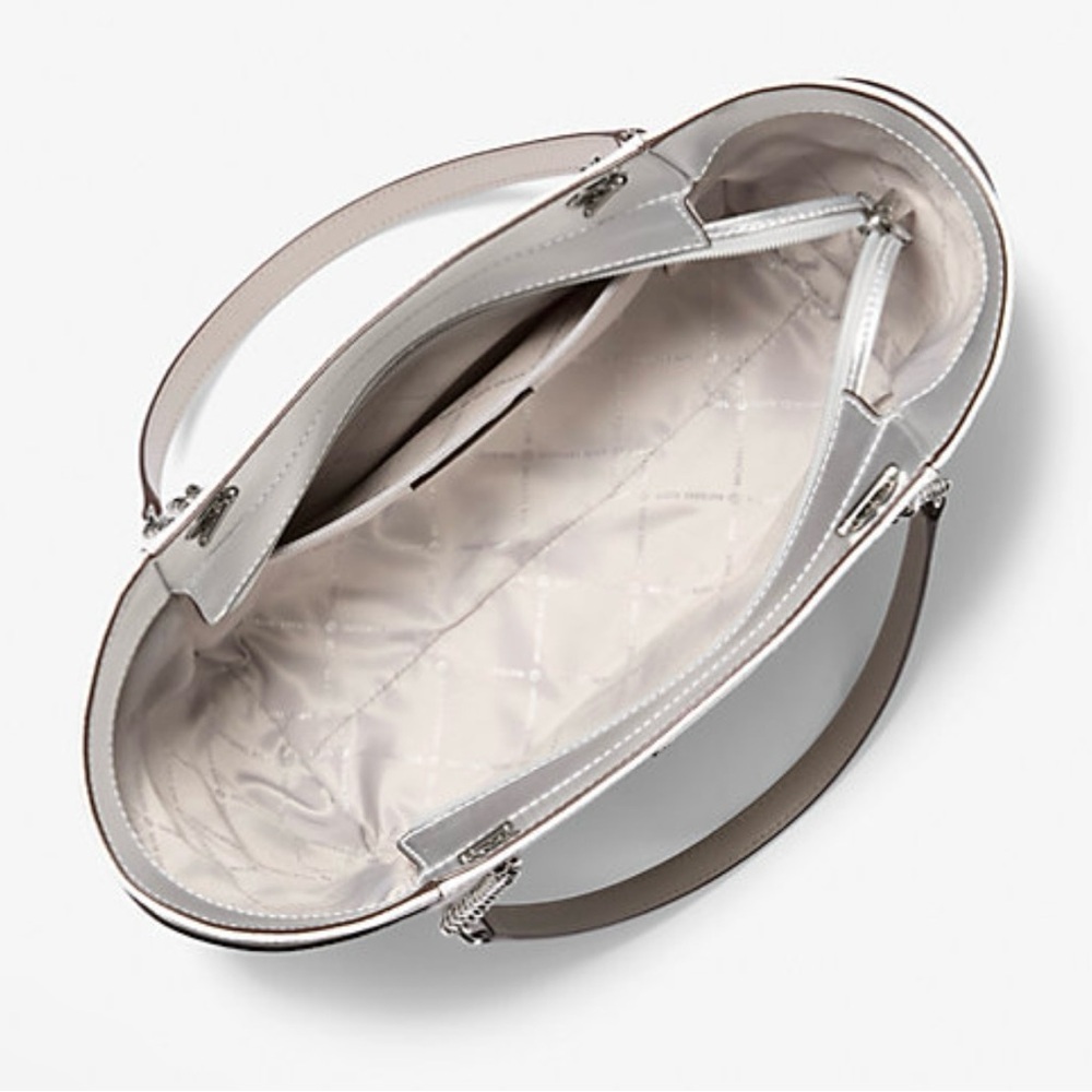 NWT Michael Kors Jet Set Travel Large MK Logo Chain Strap Shoulder Tote Bag - Picture 3 of 3